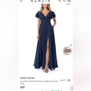 A-Line Ruched Chiffon Floor-Length Dress Dark Navy